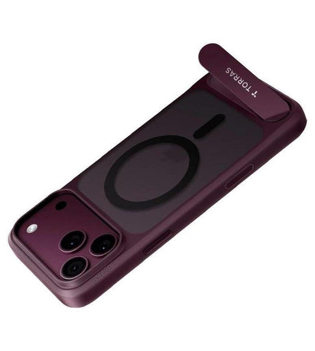 Magsafe Калъф за iPhone 17 Pro Max/ 18 Pro Max, Torras Ostand L1 Guardian Mag Case Burgundy, Бордо (3)