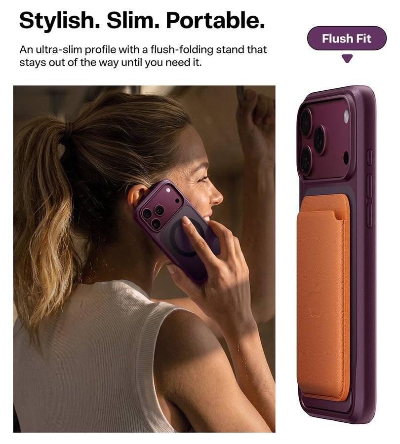 Magsafe Калъф за iPhone 17 Pro Max/ 18 Pro Max, Torras Ostand L1 Guardian Mag Case Burgundy, Бордо (7)