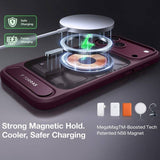 Magsafe Калъф за iPhone 17 Pro Max/ 18 Pro Max, Torras Ostand L1 Guardian Mag Case Burgundy, Бордо (8)