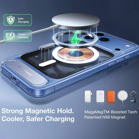 Magsafe Калъф за iPhone 17 Pro Max/ 18 Pro Max, Torras Ostand L1 Guardian Mag Case, Прозрачен (7)