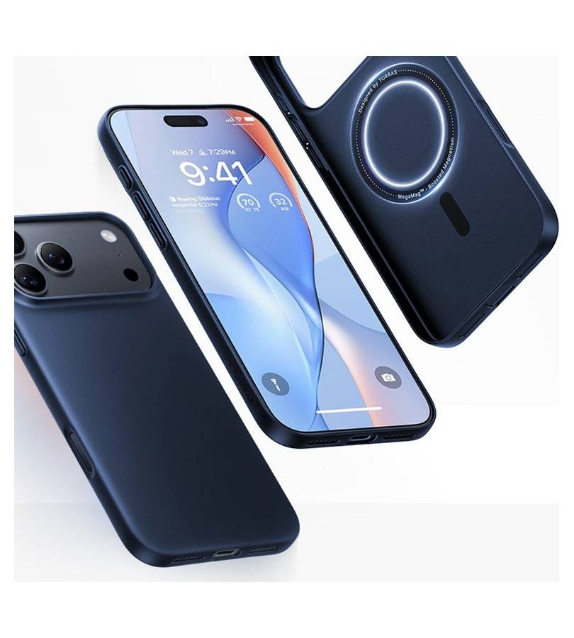 Magsafe Калъф за iPhone 17 Pro Max/ 18 Pro Max, Torras OriginFit-Mag Case, Тъмно Син (3)