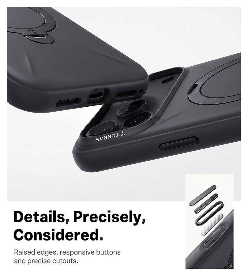 Magsafe Калъф за iPhone 17 Pro Max/ 18 Pro Max, Torras QPRO Silicone Mag Case, Черен (4)