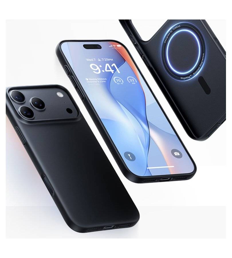 Magsafe Калъф за iPhone 17 Pro Max/ 18 Pro Max, Torras OriginFit-Mag Case, Черен (5)