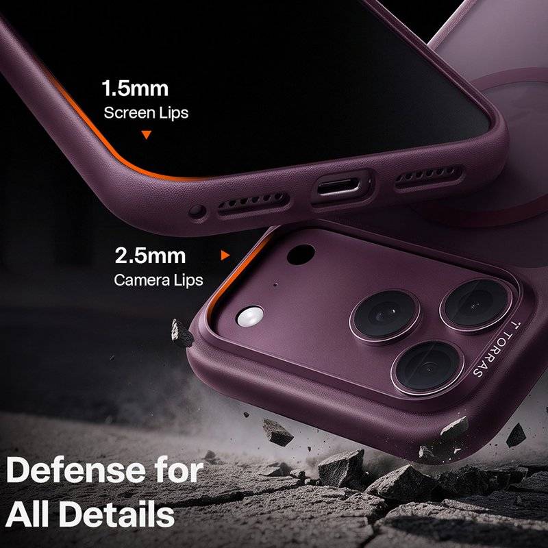 Magsafe Калъф за iPhone 17 Pro Max/ 18 Pro Max, Torras Guardian Magnetic Case Burgundy, Бордо (5)