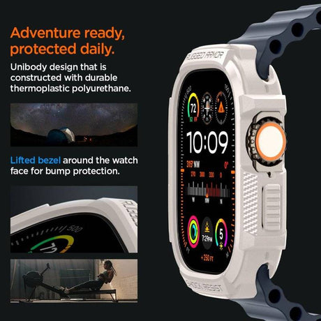 Противоударен Калъф за Apple Watch 1/ 2/ 3/ 4, Spigen Rugged Armor Case, Бежов (5)