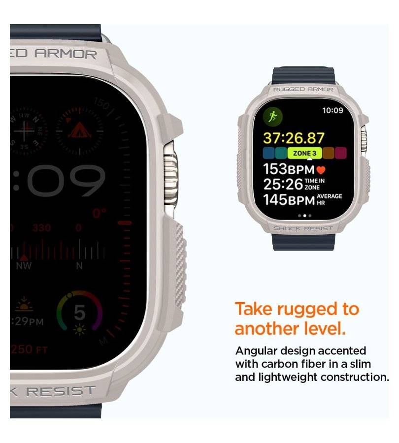 Противоударен Калъф за Apple Watch 1/ 2/ 3/ 4, Spigen Rugged Armor Case, Бежов (4)