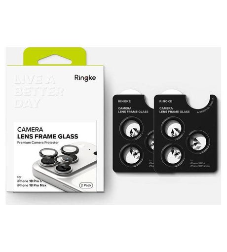 Протектор за Камерата на iPhone 18 Pro Max/ 18 Pro, Ringke Cam Lens Frame Glass 2бр., Черен (8)