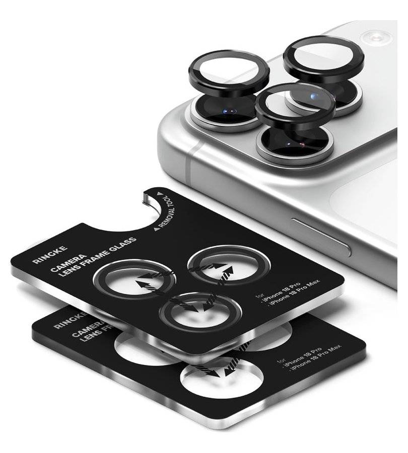 Протектор за Камерата на iPhone 18 Pro Max/ 18 Pro, Ringke Cam Lens Frame Glass 2бр., Черен (3)