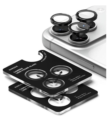 Протектор за Камерата на iPhone 18 Pro Max/ 18 Pro, Ringke Cam Lens Frame Glass 2бр., Черен (3)