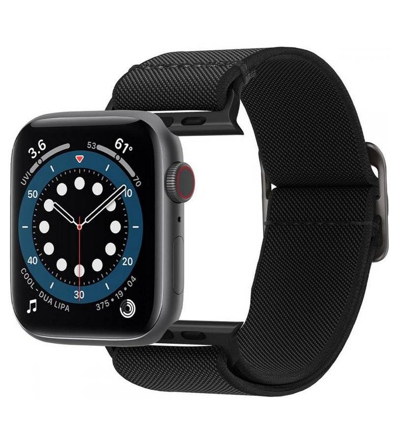 Текстилна Каишка за Apple Watch Ultra/ 12/ 11/ 10/ 9/ 8/ SE, Spigen Fit Lite Band, Черен (7)