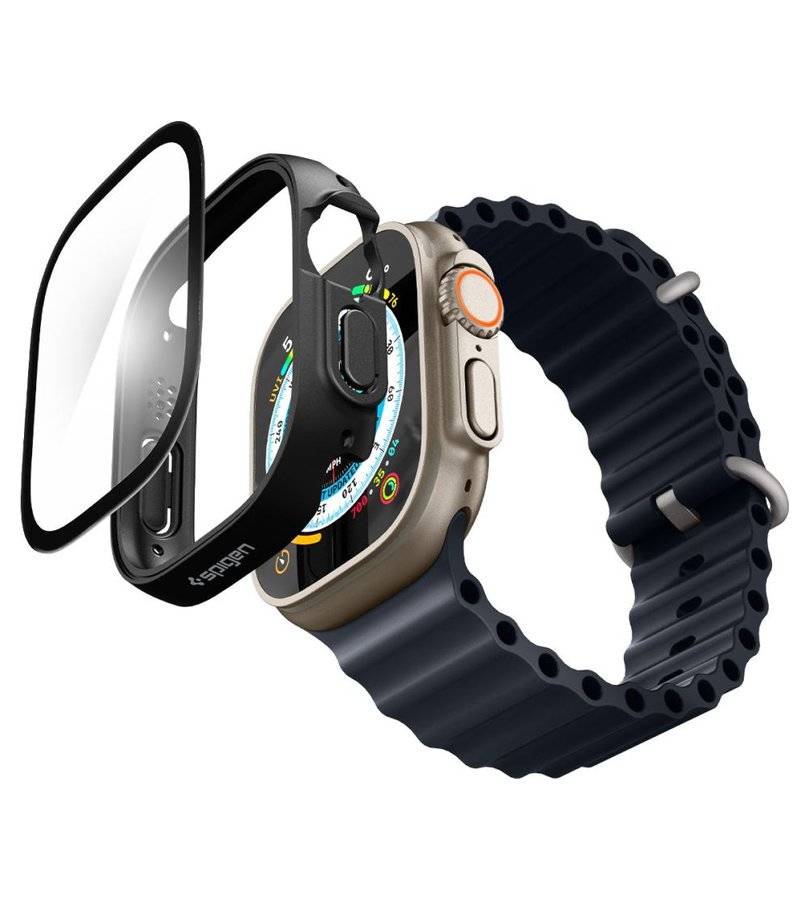 Цялостен Калъф за Watch Ultra 1 / 2 / 3 / 4 49mm, Spigen Thin Fit 360 Case, Черен (5)