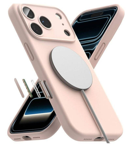 Magsafe Калъф за iPhone 18 Pro Max/ 17 Pro Max, Ringke Silicone Magnetic Case, Розов (5)