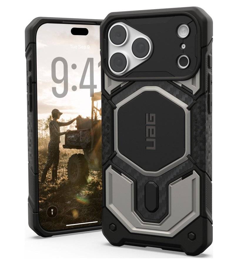 Magsafe Калъф за iPhone 18 Pro Max/ 17 Pro Max, UAG Monarch Pro Carbon Case Titanium, Сив (4)