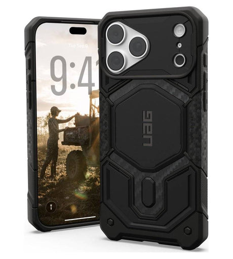 Magsafe Калъф за iPhone 18 Pro Max/ 17 Pro Max, UAG Monarch Pro Carbon Fiber Case, Черен (4)