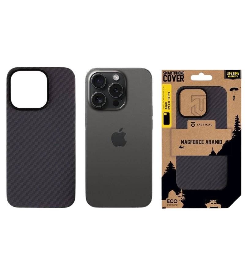MagSafe Калъф за iPhone 15 Pro, Tactical MagForce Aramid Case Черен (4)