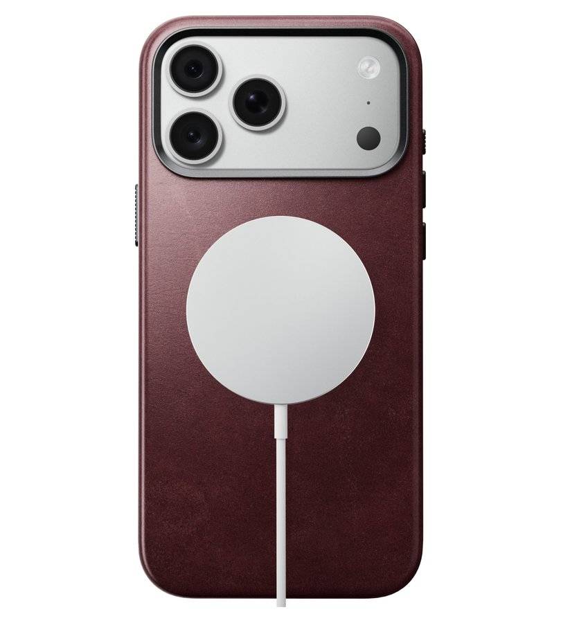 Magsafe Калъф за iPhone 18 Pro Max/ 17 Pro Max, Nomad Traditional Leather Case Butgundy, Бордо (3)