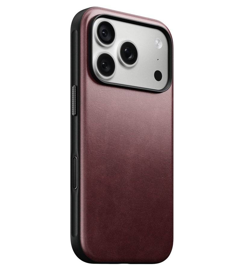 Magsafe Калъф за iPhone 18 Pro/ 17 Pro, Nomad Modern Leather Case Burgundy, Бордо