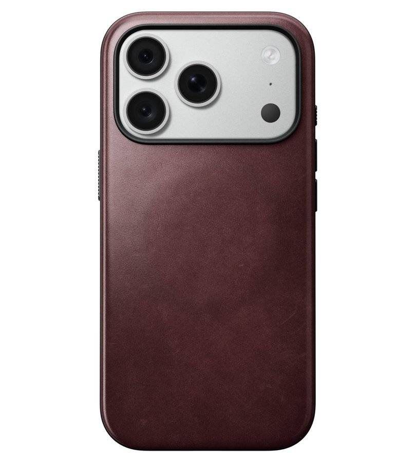 Magsafe Калъф за iPhone 18 Pro/ 17 Pro, Nomad Modern Leather Case Burgundy, Бордо (4)