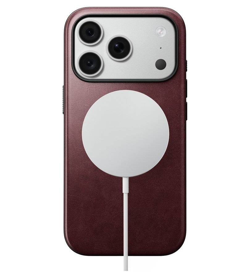 Magsafe Калъф за iPhone 18 Pro/ 17 Pro, Nomad Modern Leather Case Burgundy, Бордо (3)
