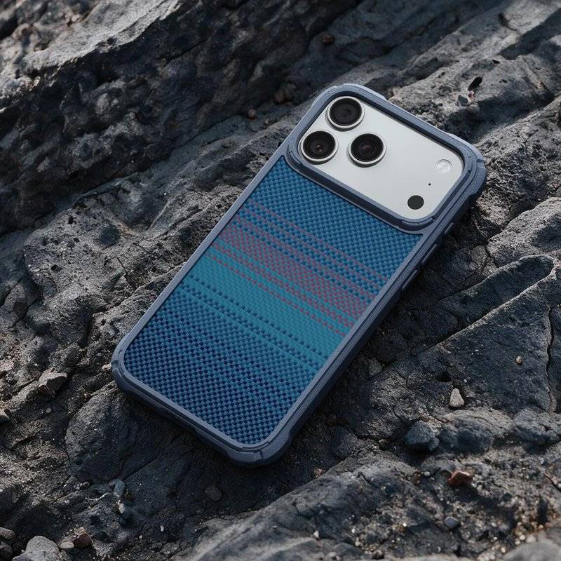 MagSafe Калъф за iPhone 18 Pro/ 17 Pro, Pitaka Cairn Case Moonrise2.0 1001 Nights Midnight, Син (5)