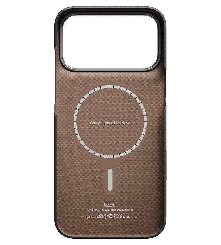 MagSafe Калъф за iPhone 18 Pro Max/ 17 Pro Max, Pitaka Edge Case Argyle Lava Black, Черен (2)