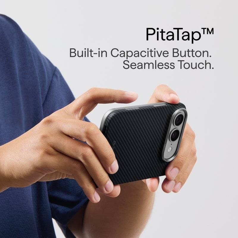 MagSafe Калъф за iPhone Duo, Pitaka Edge Case Black/Grey, Черен (7)