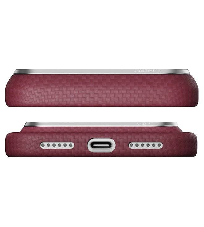MagSafe Калъф за iPhone 18 Pro Max/ 17 Pro Max, Pitaka Edge Case Argyle Burgundy, Бордо (4)