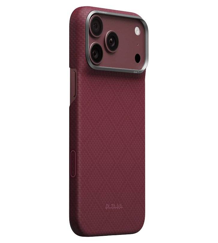 MagSafe Калъф за iPhone 18 Pro Max/ 17 Pro Max, Pitaka Edge Case Argyle Burgundy, Бордо