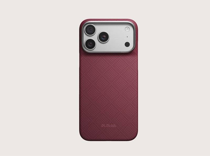 MagSafe Калъф за iPhone 18 Pro Max/ 17 Pro Max, Pitaka Edge Case Argyle Burgundy, Бордо (8)