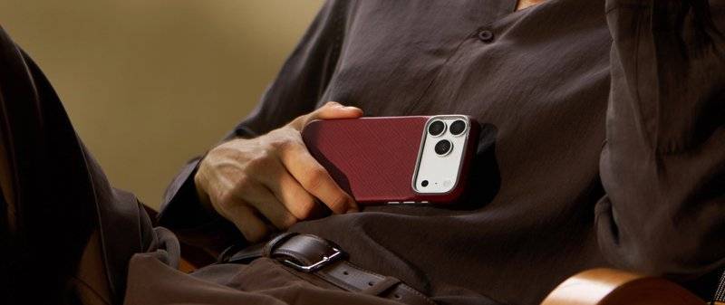 MagSafe Калъф за iPhone 18 Pro Max/ 17 Pro Max, Pitaka Edge Case Argyle Burgundy, Бордо (7)