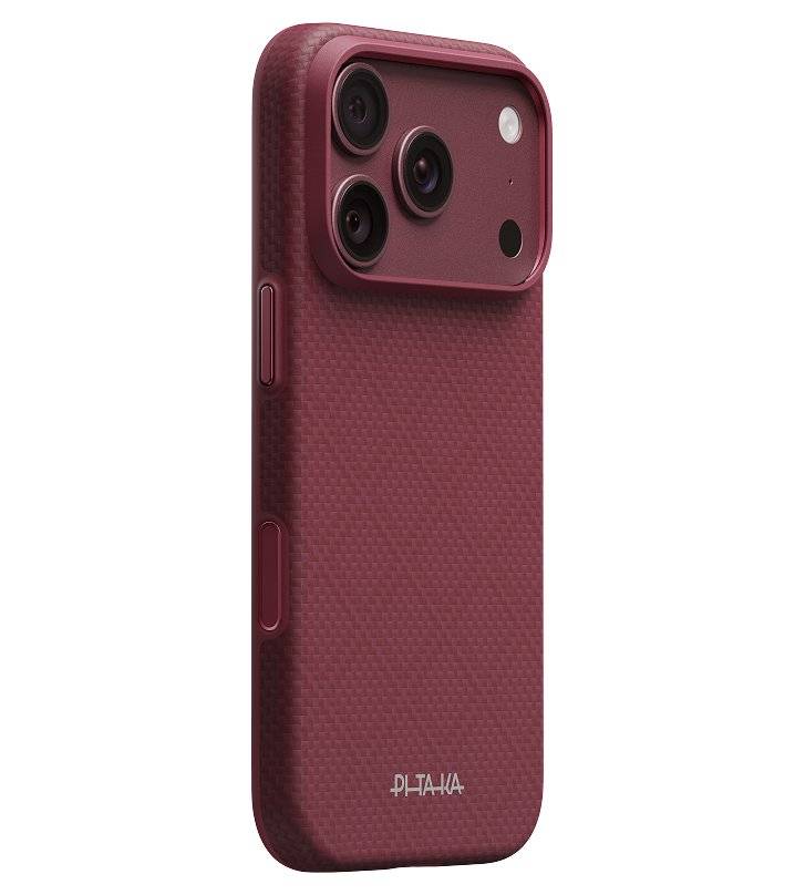MagSafe Калъф за iPhone 18 Pro/ 17 Pro, Pitaka Summa Case Argyle Burgundy, Бордо