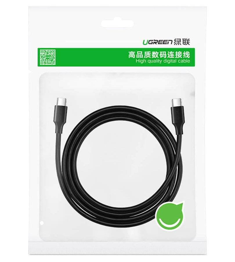 Къс Кабел USB-C to USB-C за Външна Батерия, Ugreen US286 60W 0.5m, Черен (7)
