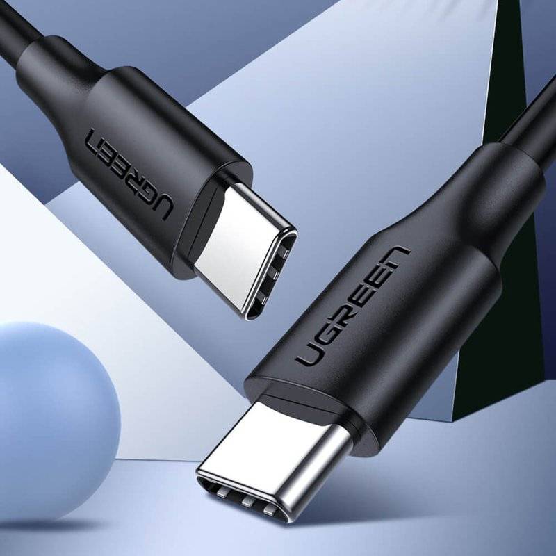 Къс Кабел USB-C to USB-C за Външна Батерия, Ugreen US286 60W 0.5m, Черен (3)