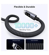 Къс Кабел USB-C to USB-C за Външна Батерия, Ugreen Woven L509 100W 0.5m, Сив (5)