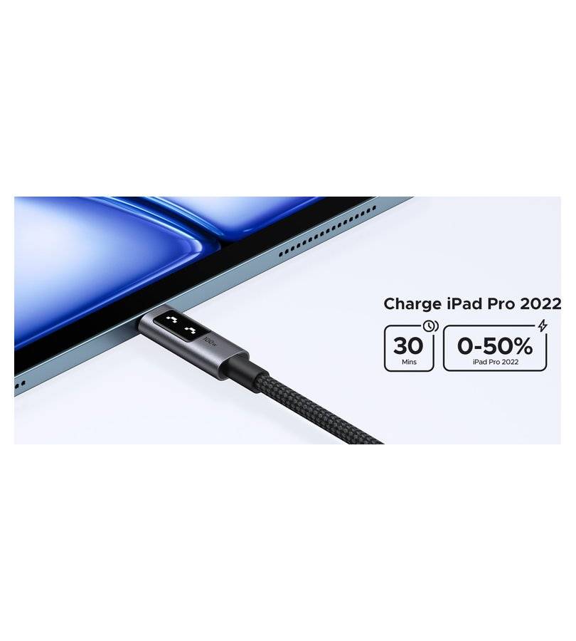 Къс Кабел USB-C to USB-C за Външна Батерия, Ugreen Woven L509 100W 0.5m, Сив (11)