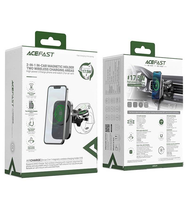 MagSafe Зарядно за Кола за Apple iPhone и Watch, Acefast D18 2in1, Черен (6)