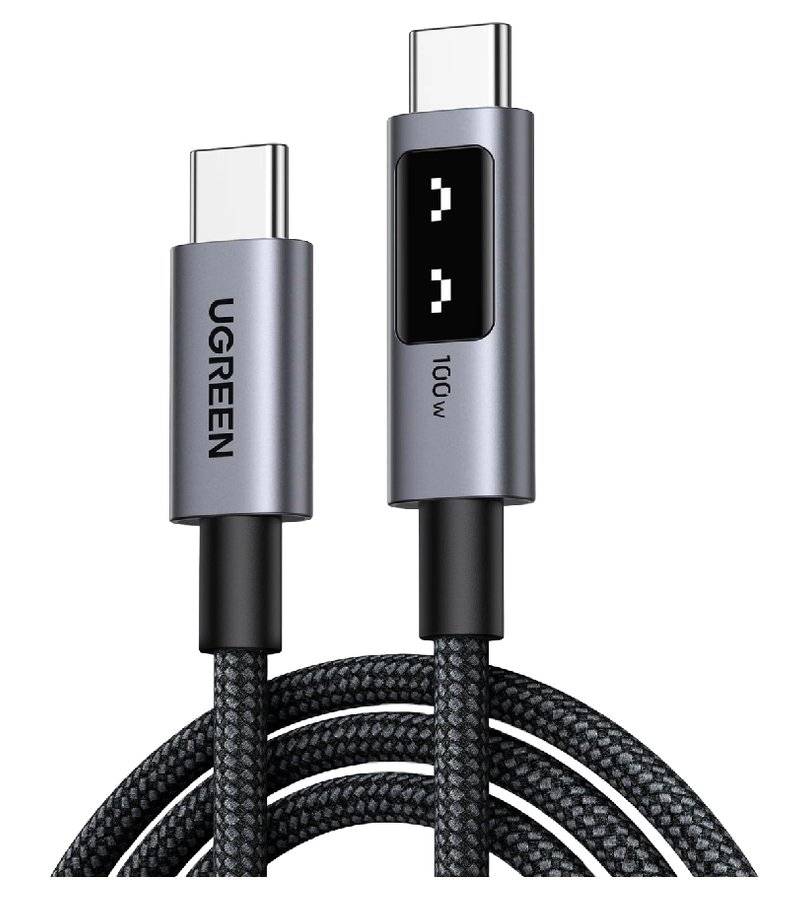 Къс Кабел USB-C to USB-C за Външна Батерия, Ugreen Woven L509 100W 0.5m, Сив