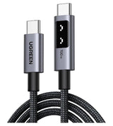 Къс Кабел USB-C to USB-C за Външна Батерия, Ugreen Woven L509 100W 0.5m, Сив