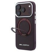 Magsafe Калъф за iPhone 18 Pro Max/ 17 Pro Max, Karl Lagerfeld Ring Stand 360 Saffiano Case Burgundy, Бордо (4)