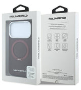 Magsafe Калъф за iPhone 18 Pro Max/ 17 Pro Max, Karl Lagerfeld Ring Stand 360 Saffiano Case Burgundy, Бордо (7)