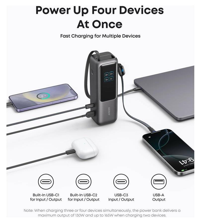 Външна батерия, Anker Laptop Power Bank 25000 mAh 165W, Сив (7)