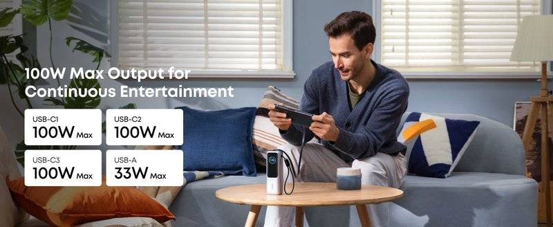 Външна батерия, Anker Laptop Power Bank 25000 mAh 165W, Сив (10)