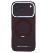 Magsafe Калъф за iPhone 18 Pro Max/ 17 Pro Max, Karl Lagerfeld Ring Stand 360 Saffiano Case Burgundy, Бордо (3)