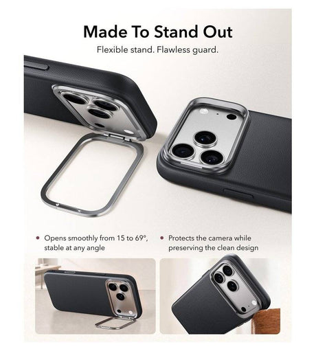 Magsafe Калъф за iPhone 18 Pro/ 17 Pro, ESR Atelier Kickstand Mag Case, Черен (4)