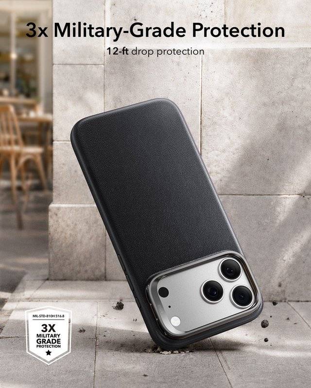 Magsafe Калъф за iPhone 18 Pro/ 17 Pro, ESR Atelier Kickstand Mag Case, Черен (6)