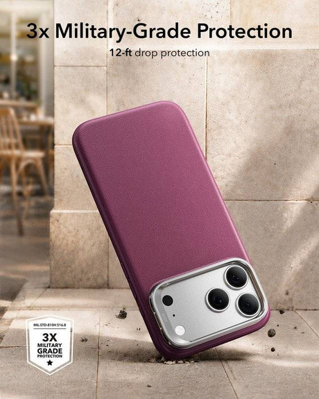 Magsafe Калъф за iPhone 18 Pro/ 17 Pro, ESR Atelier Kickstand Mag Case Burgundy, Бордо (6)