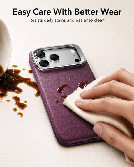 Magsafe Калъф за iPhone 18 Pro/ 17 Pro, ESR Atelier Kickstand Mag Case Burgundy, Бордо (5)