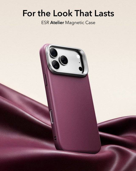 Magsafe Калъф за iPhone 18 Pro/ 17 Pro, ESR Atelier Kickstand Mag Case Burgundy, Бордо (2)