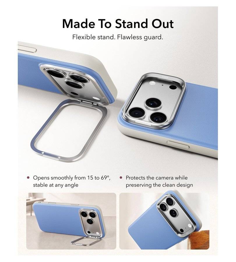 Magsafe Калъф за iPhone 18 Pro/ 17 Pro, ESR Atelier Kickstand Mag Case, Син (4)