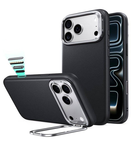 Magsafe Калъф за iPhone 18 Pro/ 17 Pro, ESR Atelier Kickstand Mag Case, Черен